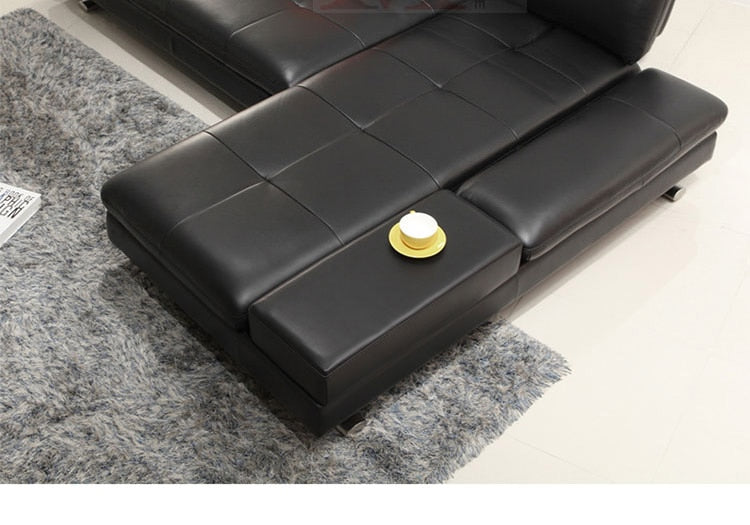 Pure Leather Modern 4-Seater Sofa