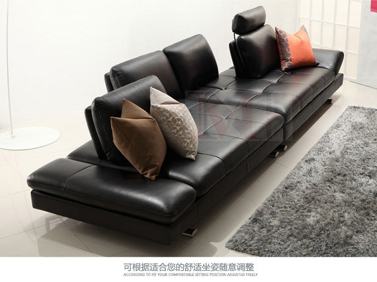 Pure Leather Modern 4-Seater Sofa