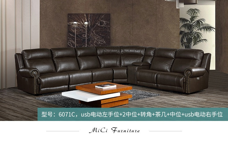 Luxury Living Room Sofa Set Genuine Leather