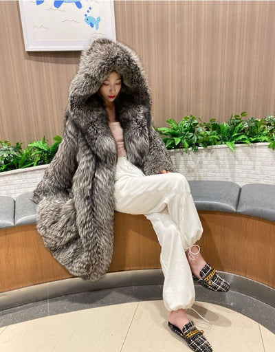 Warm Hooded Faux Fur Jackets Women