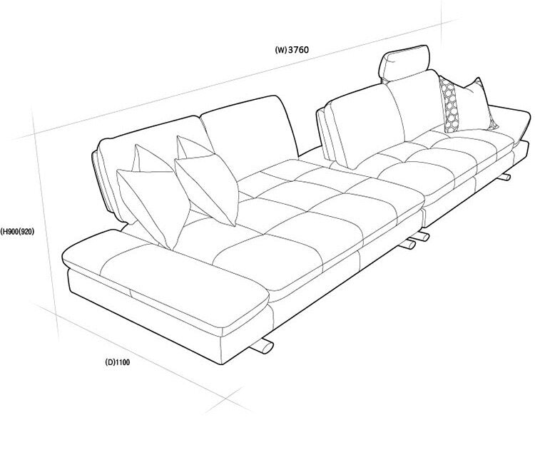 Pure Leather Modern 4-Seater Sofa