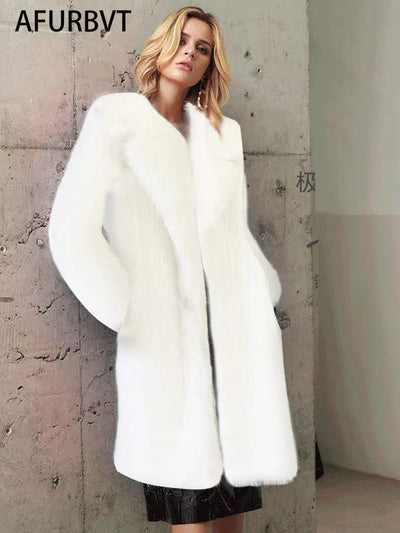 Long Women Winter High Quality Faux Fur Coat