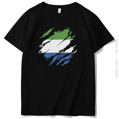 Torn Sierra Leone Flag Leonian men's t-shirt summer Breathable printing graphic t shirts Summer Harajuku Tees Tops mens clothes