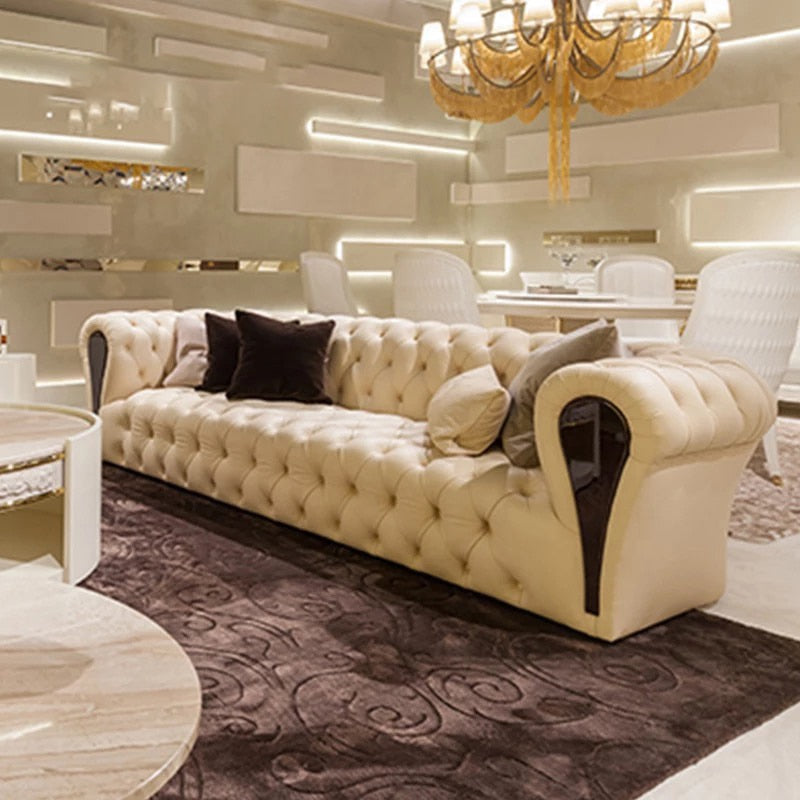 New Design Luxury Chesterfield Leather Sofa Set