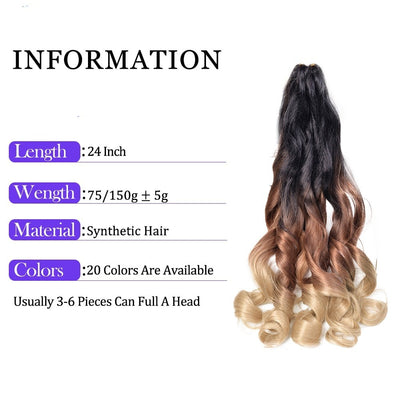 French Curls Braiding Hair Spiral Curly Crochet Braids F20