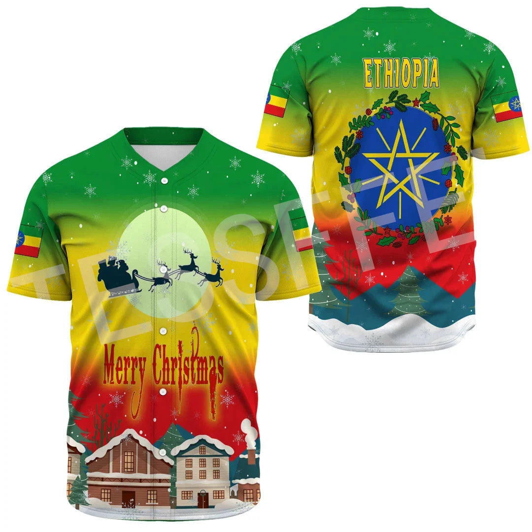 Ethiopia Baseball Jersey Shirts Short Sleeves