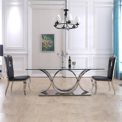 Modern Stainless Steel Marble Dining Table
