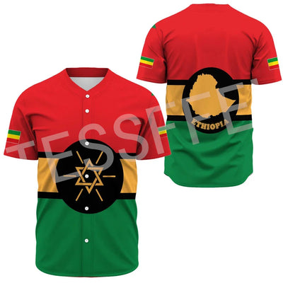 Ethiopia Baseball Jersey Shirts Short Sleeves