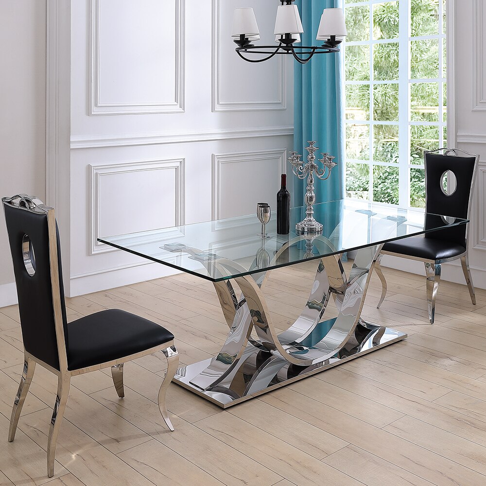 Modern Stainless Steel Marble Dining Table