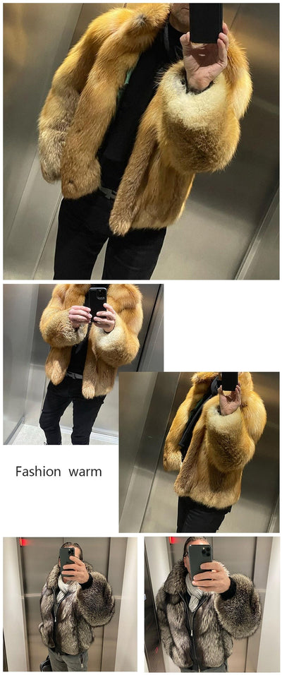 Fox Fur Coat Natural Winter Jackets Men's