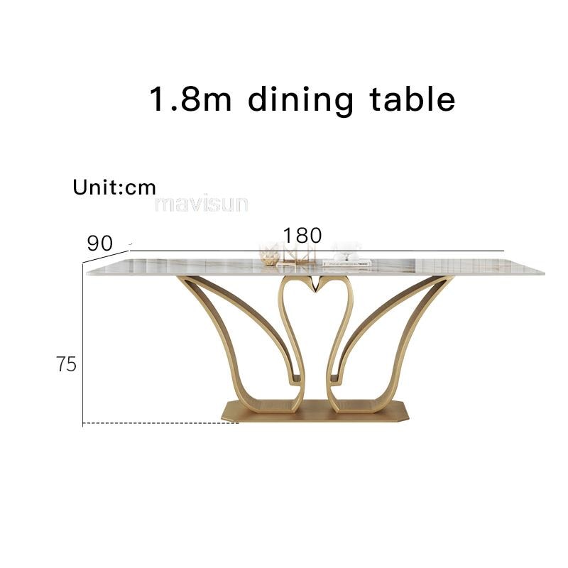 Golden Marble Dining Table Set 1.8m, 6 Chairs