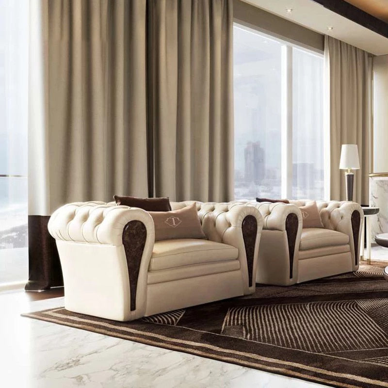 New Design Luxury Chesterfield Leather Sofa Set