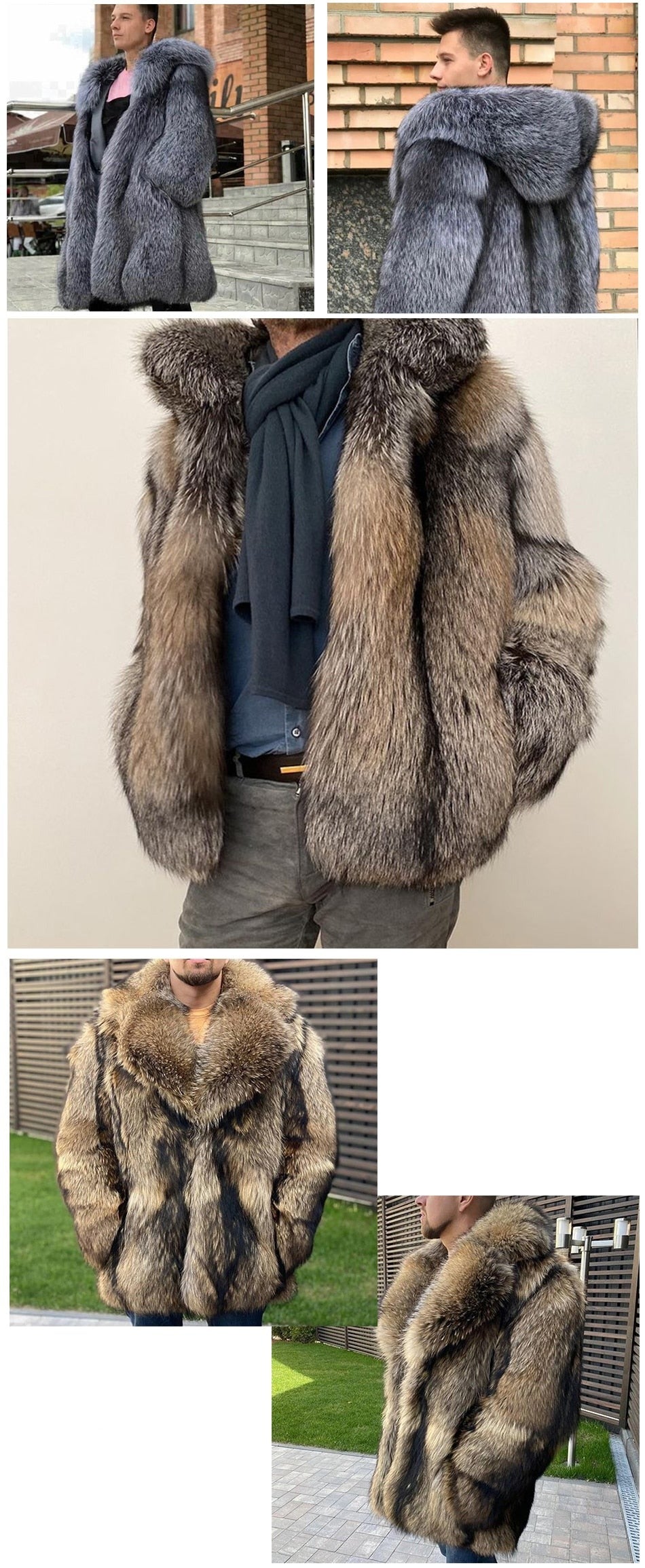 Fox Fur Coat Natural Winter Jackets Men's