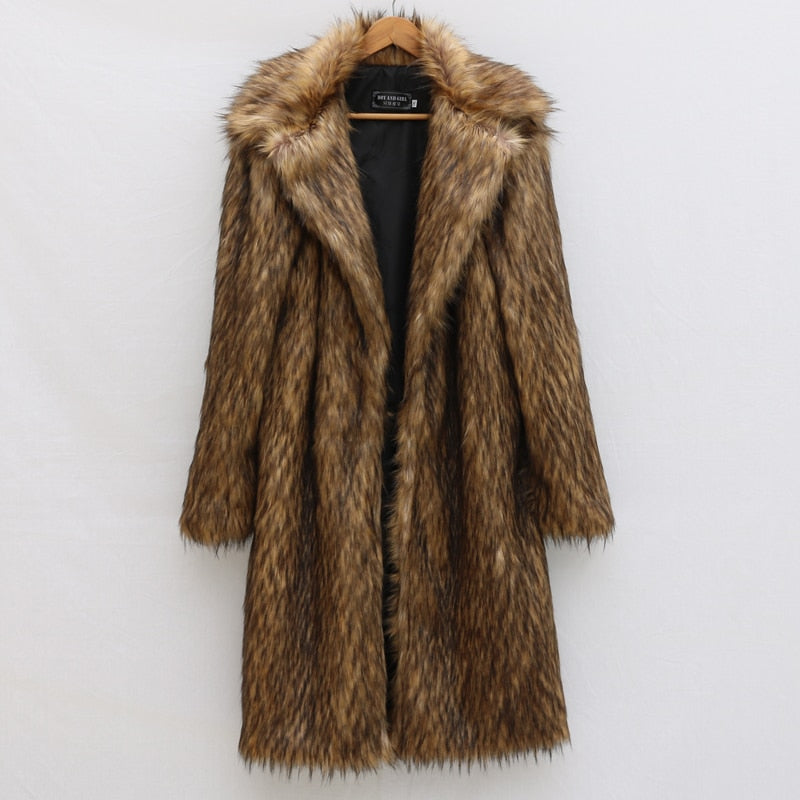 Winter Faux Mink Leather Jacket Men's