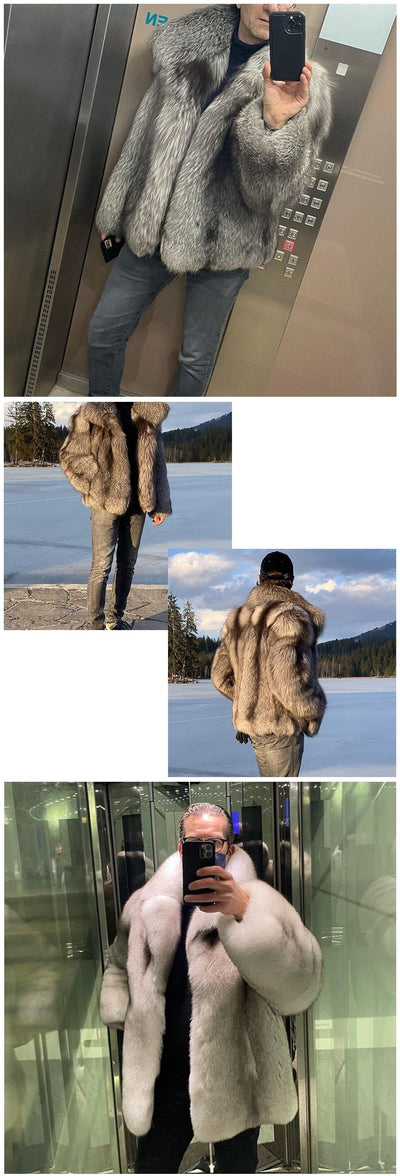 Fox Fur Coat Natural Winter Jackets Men's