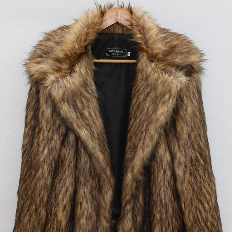 Winter Faux Mink Leather Jacket Men's