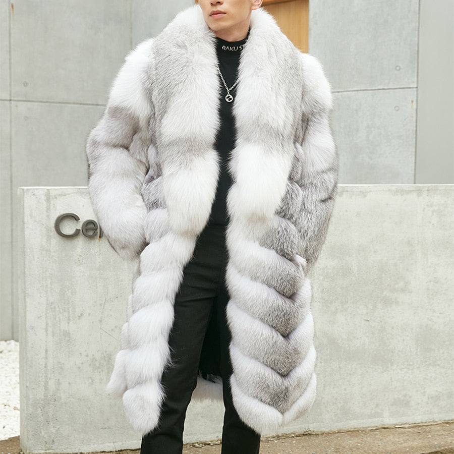 F9 Fox Fur Coat Natural Winter Jackets Men's