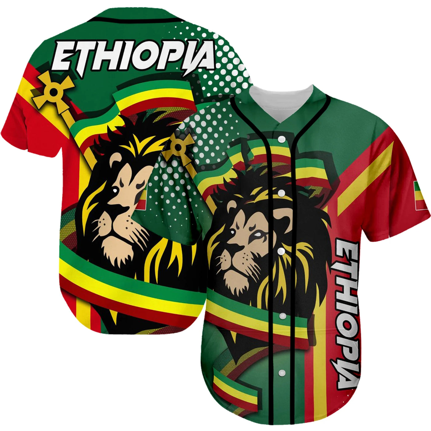 Ethiopia Baseball Jersey Shirts Short Sleeves