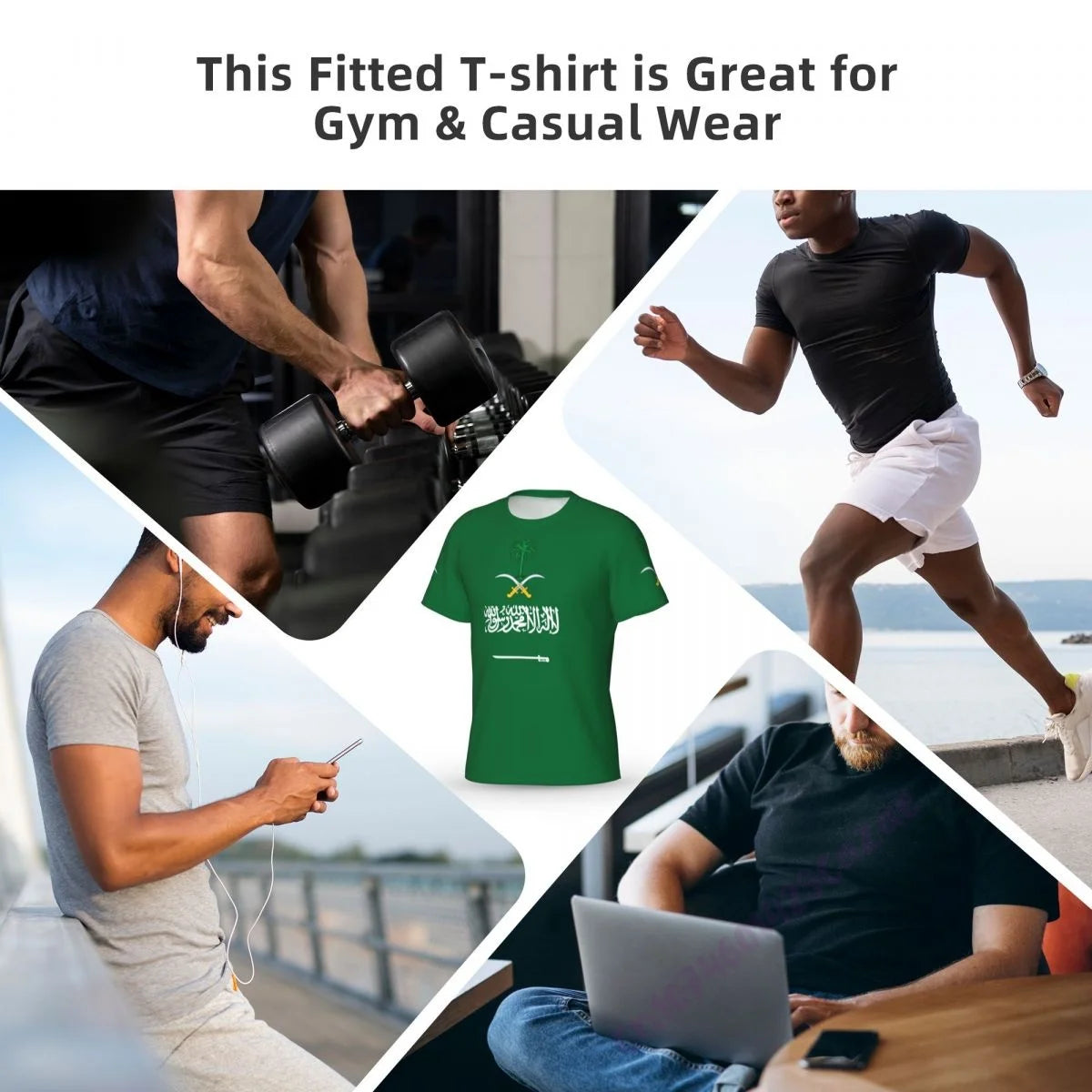 Saudi Arabia Flag 3D T-shirt Men Running Sport Skinny Short Tee Shirt Male Gym Fitness Bodybuilding Workout Tops Clothing