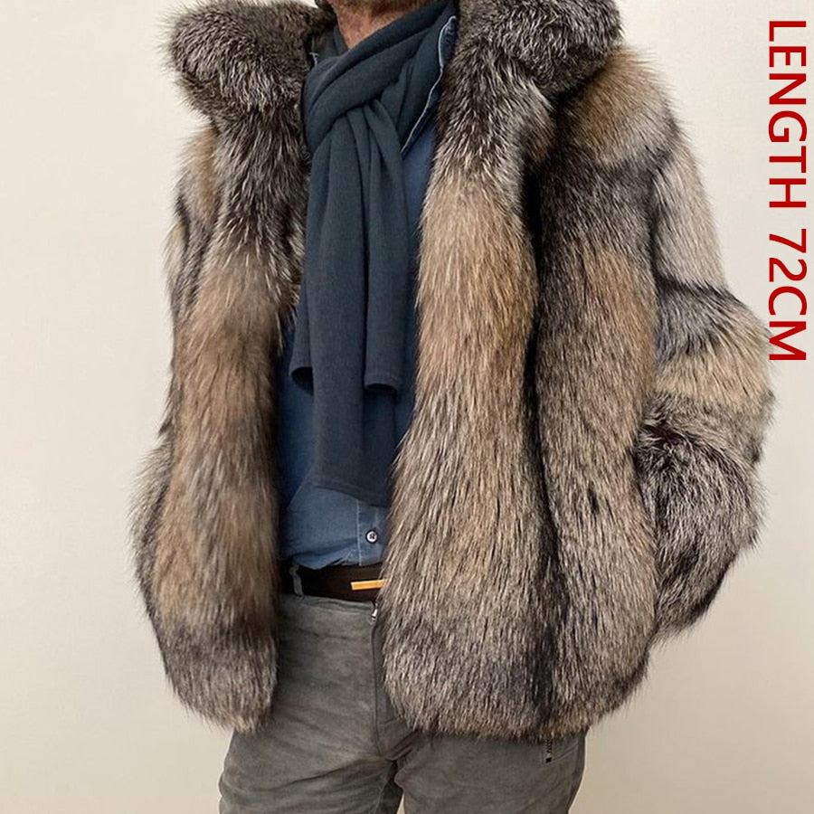 F9 Fox Fur Coat Natural Winter Jackets Men's