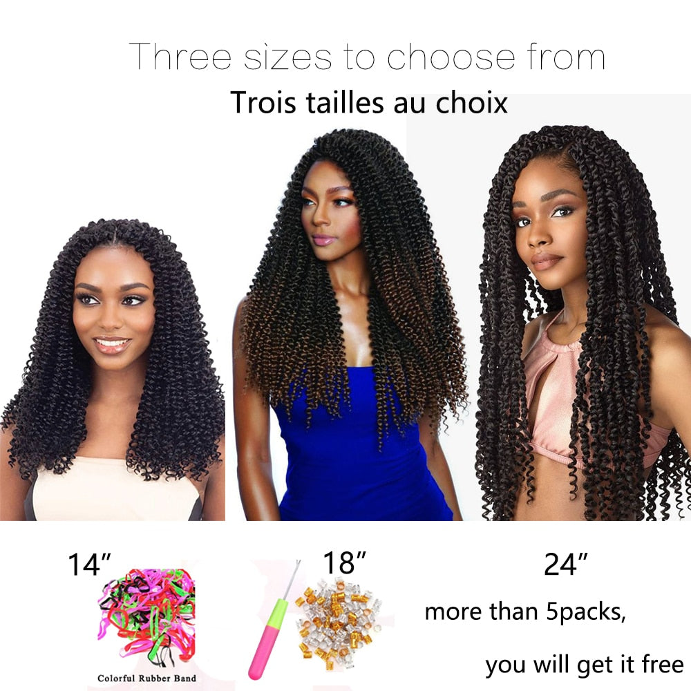 Passion Twist Crochet Hair Braid Extensions 14, 18, 24Inch