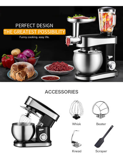 1500W Stainless Steel Mixer & Meat Grinder