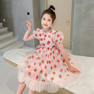 Puff Sleeve Strawberry Princess Dress