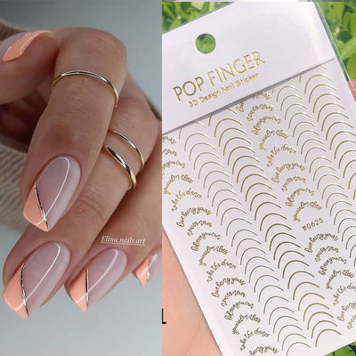 French Rose Gold Striping Tape Nail Design