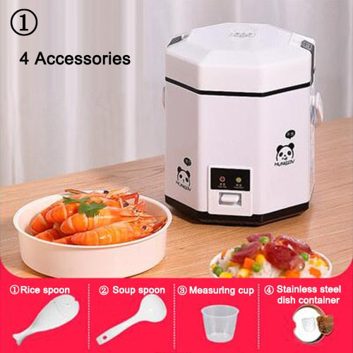 Electric Rice Cooker Food Meal Steamer Warmer MultiCooker Porridge Soup Stew Heater Cooking Pot Machine 1-2 Person Lunch Box EU