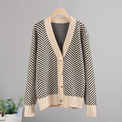 Single Breasted V Neck Women's Tree Cardigan