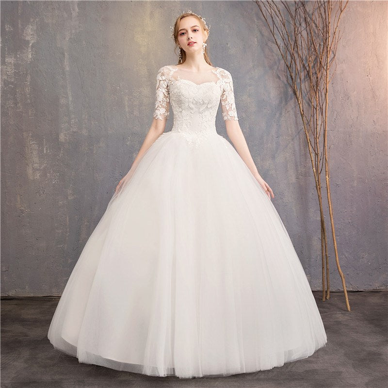 Half Cap Sleeve Wedding Dress