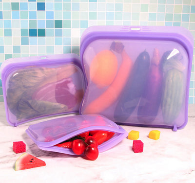 3pcs/Pack Silicone Reusable Food Storage Bags