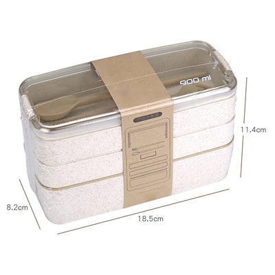 3 Layer Wheat Straw Lunch Box with Bag