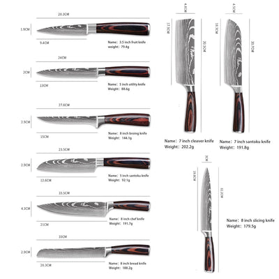 Stainless Steel Chef Knives Set