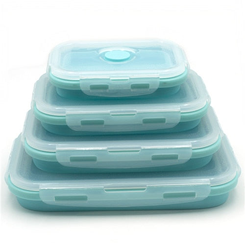 4pcs/set Silicone Rectangle Lunch Box