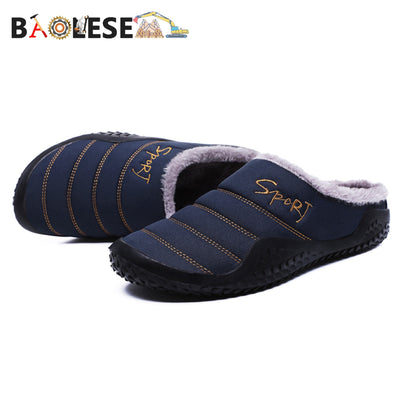 BAOLESEM Slippers House Men&#39;s Winter Shoes Soft Man Home Slippers Cotton Shoes Fleece Warm Anti-skid Man Slippers High Quality