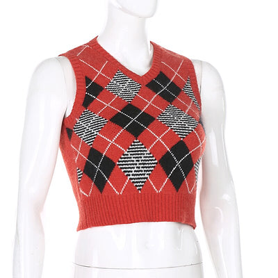 Argyle Style Knitted Top