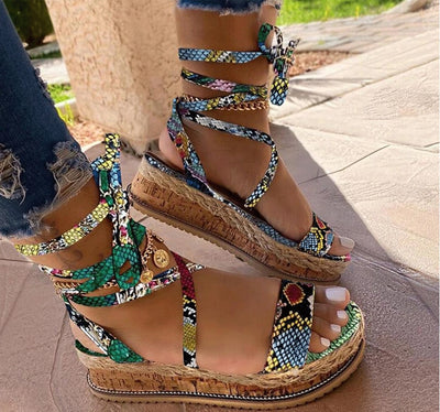 Ethnic Print Wedge Shoes