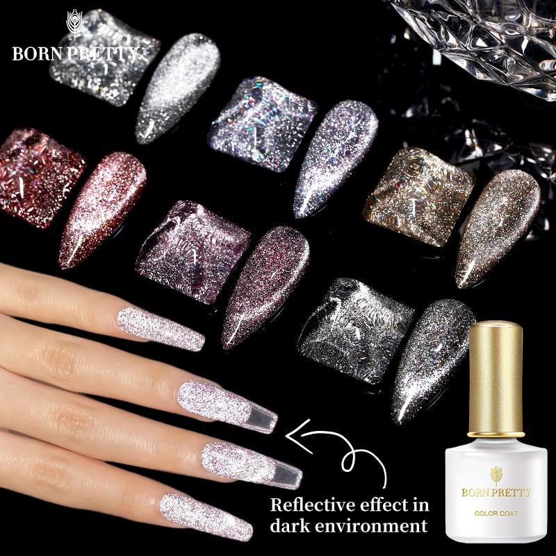 Reflective Gel Nail Polish with Glitter