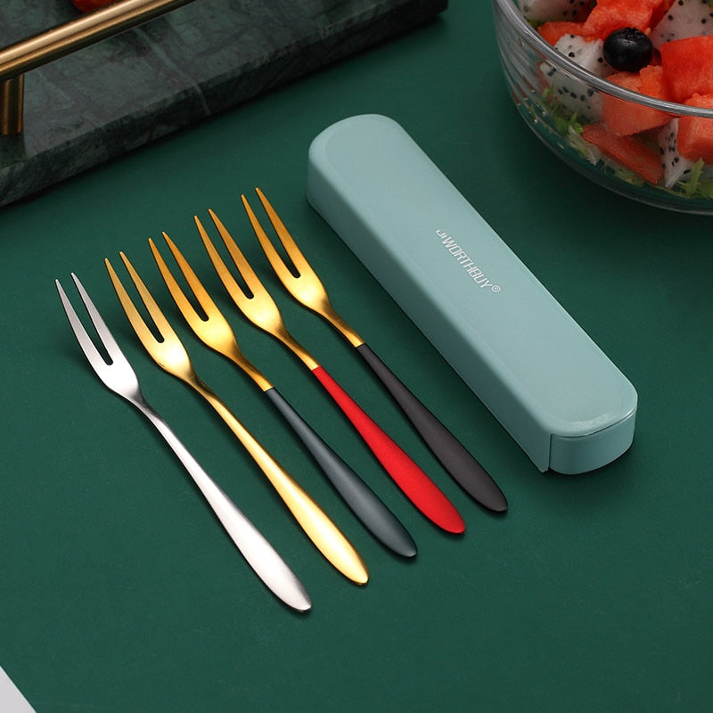 Stainless Steel Gold Fruit Fork Set