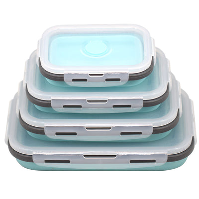 4pcs/set Silicone Rectangle Lunch Box