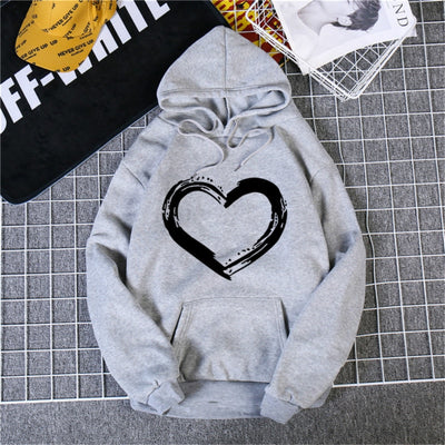 O Neck Heart Hoodies Sweatshirt