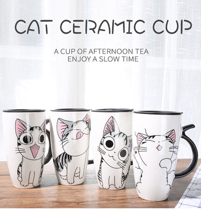 600ml Cute Cat Ceramics Coffee Mug