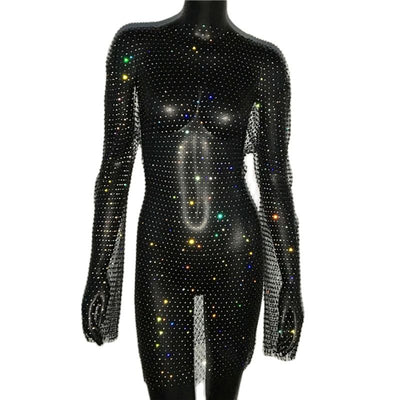 Sexy Sequin Mesh Patchwork Dress