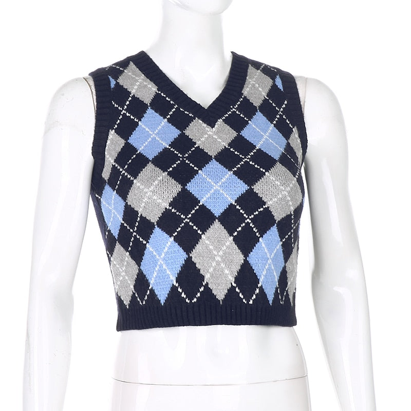 Argyle Style Knitted Top