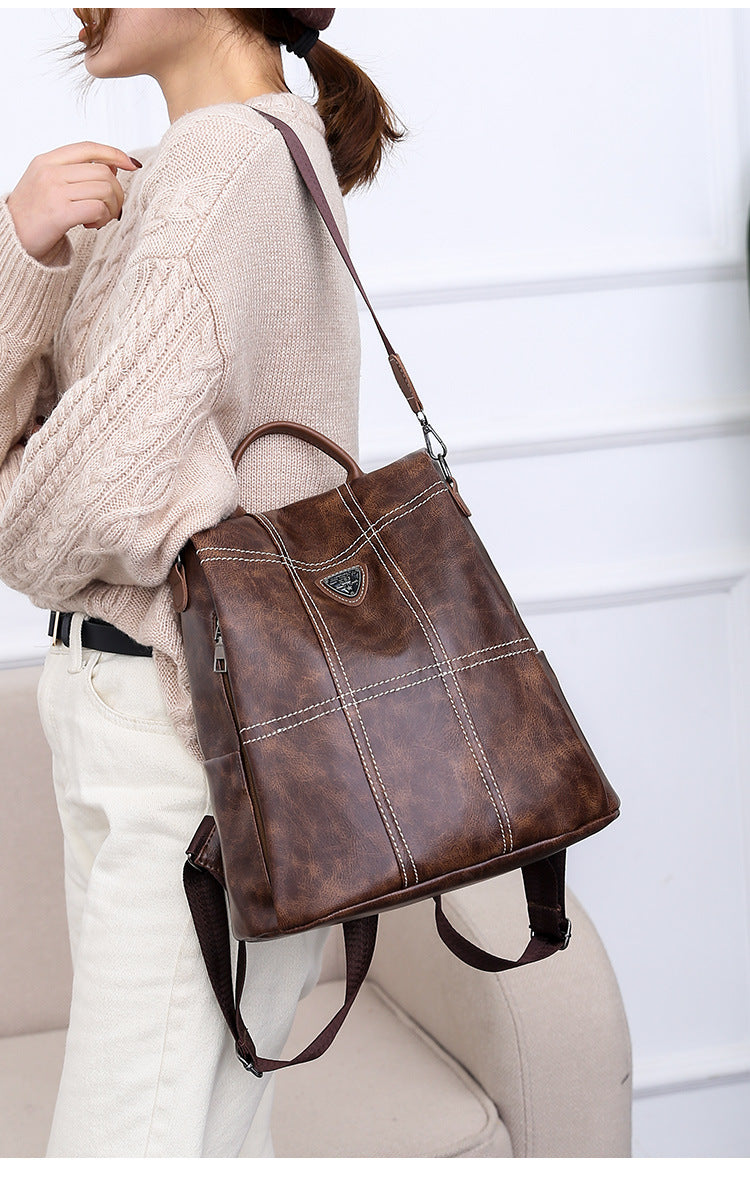 Travel Matte Leather Backpack for Women