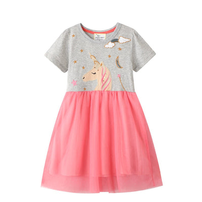 Embroidery Unicorn Dress for Girls C