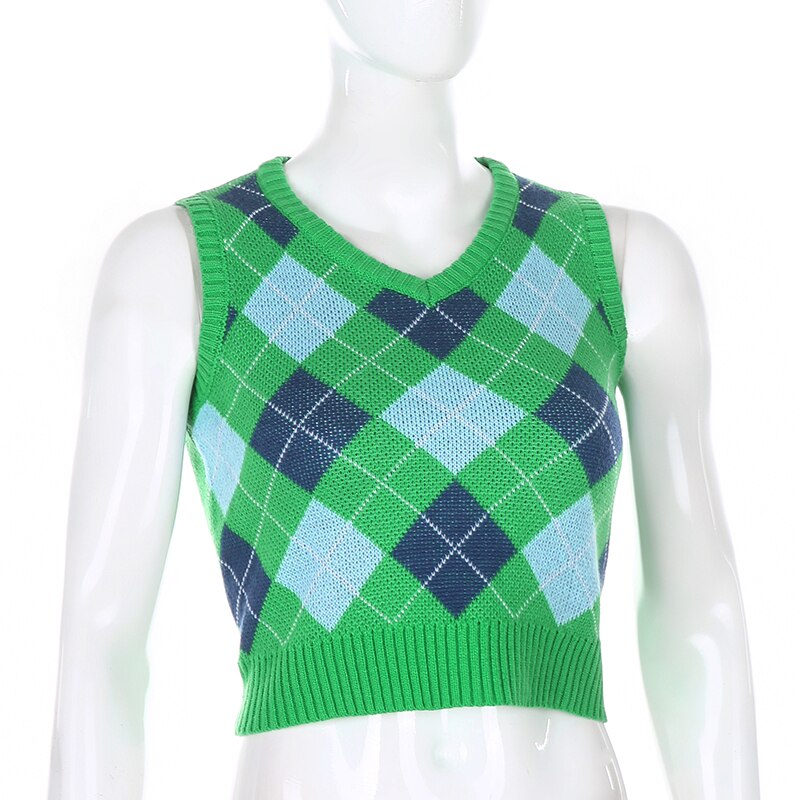 Argyle Style Knitted Top