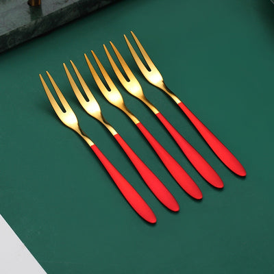 Stainless Steel Gold Fruit Fork Set