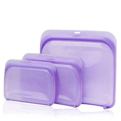 3pcs/Pack Silicone Reusable Food Storage Bags